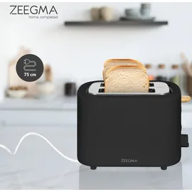 Zeegma TOSTEE 2-Scheiben-Toaster, Leistung 820 W, Auftau-, Aufwärm- und Stoppmodus, Krümelfach, Zeitsteuerung, Edelstahlgehäuse, Toaster (Schwarz)