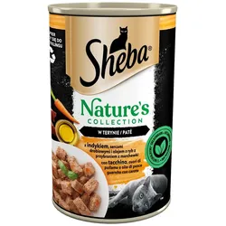 SHEBA 12x400 g Nature's Collection mit Putenfleisch, Geflügelherzen und Fischöl, garniert mit Karotten in Terrine
