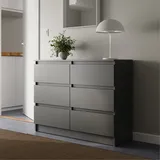home collective Kommode 80 | 100 | 120 | 140 cm Höhe 78 cm 6 Schubladen Kommode anthrazit Holz Schrank mit Sideboard Highboard Anrichte Schlafzimmer Wohnzimmer Flur Büro Organizer Breite 100 Schublade - Grau