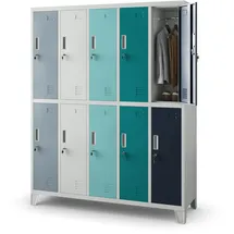 Jan Nowak Metallschrank 10 Fächer Stahl 172 cm x 136 cm x 45 cm Mehrfarbig