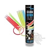 PLANTIN Glow Stick slim – Premium Arm Knicklichter mit Verbinder (100 Stück) Neon Leuchtstäbe, Festival Ausrüstung, Party, Deko, Kindergeburtstag, Party Pack