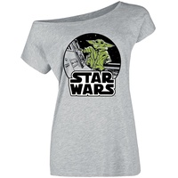 Star Wars - Disney T-Shirt - The Mandalorian - Grogu Spacewalk - S bis 3XL - für Damen - Größe L - grau  - Lizenzierter Fanartikel - L