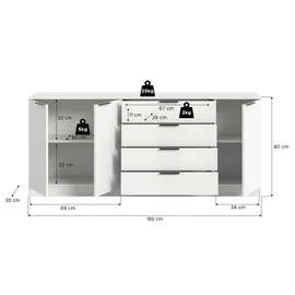 VCM Kopenhagen 185 x 80 x 35 cm Weiß