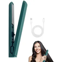 HASAIKA® Tragbarer USB Lockenstab, Mini Lockenstab mit Doppeltem Verwendungszweck, verbrühungssicheres Design, schnelle Erwärmung, kompakt und tragbar (Grün)