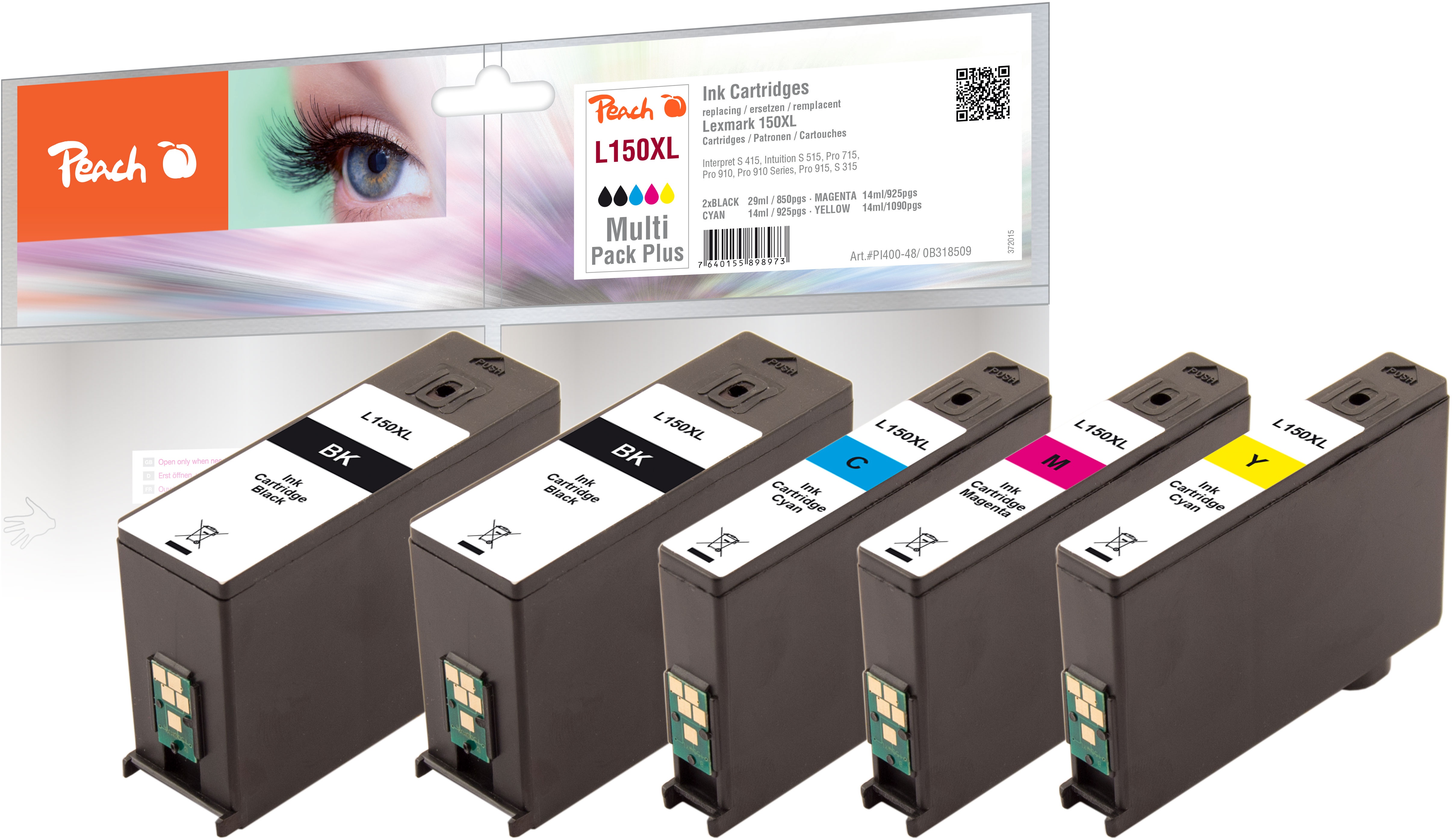 Peach Spar Plus Pack Tintenpatronen, XL-Ergiebigkeit, kompatibel zu Lexmark No. 150XL
