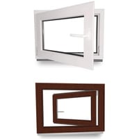 Kellerfenster - Kunststofffenster - Fenster - 3 fach Verglasung - innen Weiß/außen mahagoni - BxH: 1050 mm x 750 mm - DIN Links