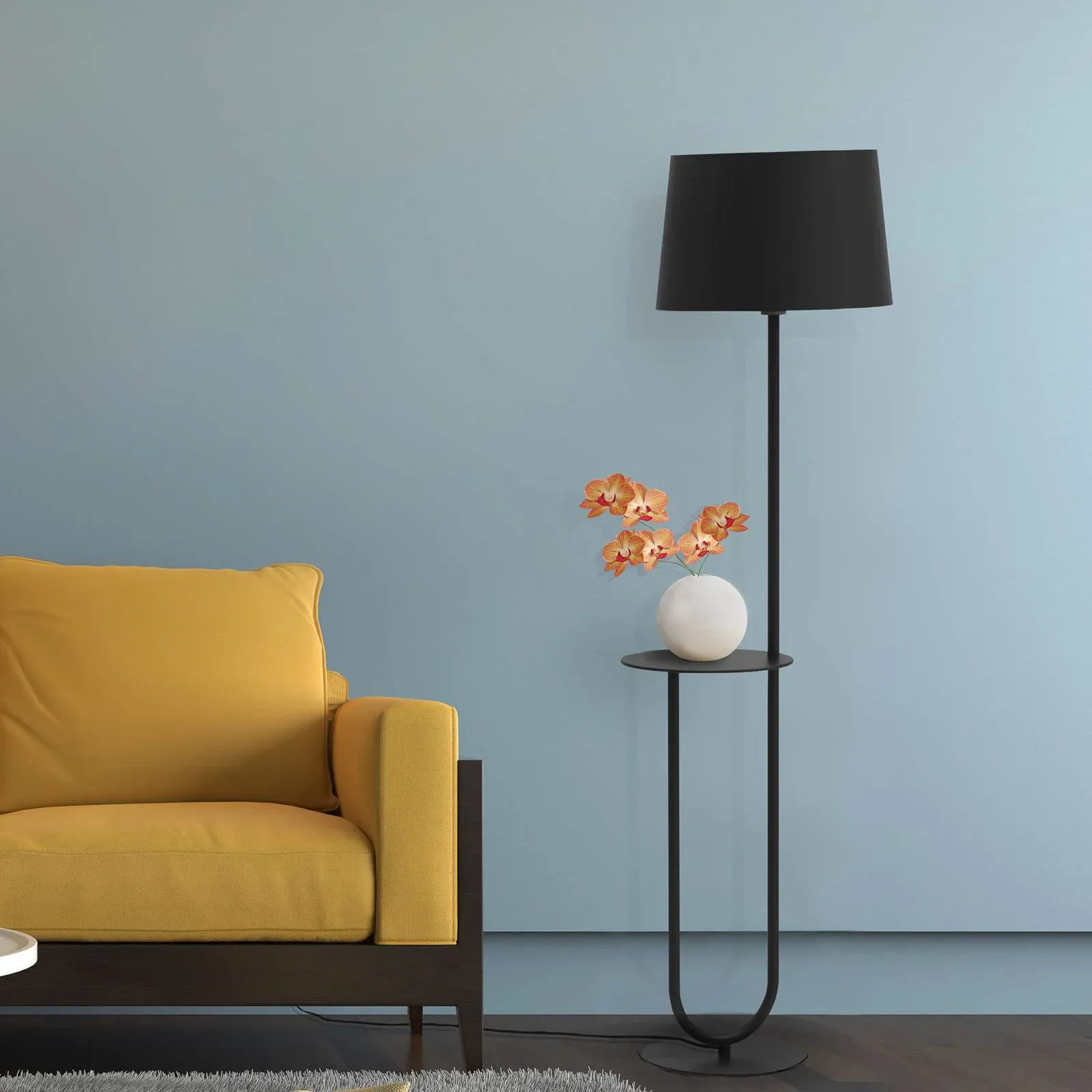 Aluminor Stehlampe Duo, schwarz, für Wohn- / Esszimmer, Metall, Modern, Stehlampe - 48 cm - 38 cm - 146.5 cm
