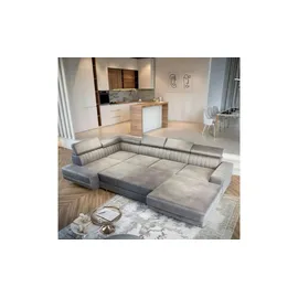 masseno Ecksofa SIENA Velours 5-Sitzer Grau