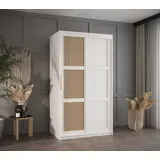 MOEBLO Schiebetürenschrank ABIA III (Schrank Boho Schrank, mit/ ohne Schubladen, Schwebetürenschrank Schrank Garderobe Schiebtüren Schlafzimmer Wohnzimmerschrank) (BxHxT):100/120/150/180/200/250x200x62 cm weiß 100 cm