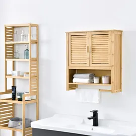 [en.casa] Badezimmerschrank Tyresö Hängeschrank Bambus 66 x 62 x 20 cm