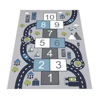Paco Home Kinderteppich, für Kinderzimmer, Spiel-teppich Mit Hüpfkästchen Und Straßen, Grau, 160x220 cm,