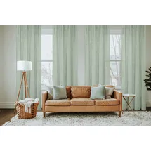 HOMEbasics 800530 Ösen Fertigschal Softy halbtransparent, Farbe:Salbei, Größe:245 x 140 cm, Anzahl:1x, Aufhängung:Ösen