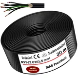 MAS-Premium® Erdkabel Deutscher Marken-Elektrokabel Ring zur Verlegung im Erd- und Außenbereich Standard Starkstromkabel (NYY-JZ 7X1,5 mm2, 30m)