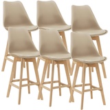 [en.casa] 6er-Set Barstuhl Lublin mit Rückenlehne Beige
