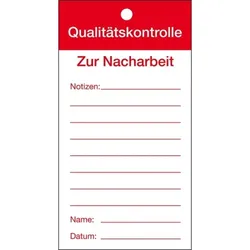 Qualitätsanhänger Qualitätskontrolle-Nacharbeit, Karton, 80x150mm, 50/VE