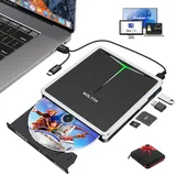NOLYTH Externes Blu ray Laufwerk: USB-C Bluray Brenner Extern mit SD/TF Slot/USB Ports/Tasche Tragbar Externe Blu-ray Laufwerke CD DVD BD Blue Ray Player für Laptop PC Mac MacBook Windows 11
