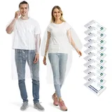 FLOTRUTE 10 Stück Durchsichtig Regenponcho Damen Herren, Unisex Regenjacke Wasserdicht Regenmantel Atmungsaktiv Tragbarer Regenumhang, Leichtgewichts Regen Poncho Transparent