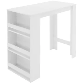 ML-Design Bartisch mit 3-stufigem Regal, Weiß 117x106x57 cm Viel Stauraum,