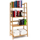 Bücherregal Leiterregal aus Holz Standregal mit Ablagen 4 Fächer leicht 6,3 kg