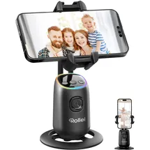 Rollei Easy Creator Desktop mit AI Tracking Automatischer Gesichtsverfolgung Handy Stative 360 Video Stabilisator mit Eingebautem Akku für Tiktok Live Streaming, Handy-Stative-Tripod-Smartphone