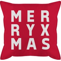 Kissen 50x50 - Weihnachtskissen Christmas Geschenke - Merry Xmas Box - 50 x 50 cm - Rot - weinachten frohe weihnachten weihnachts geschenk mas für freunde x-mas fur arbeitskollegen mit füllung