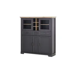 Highboard  Varese , grau , Maße (cm): B: 143 H: 150 T: 42