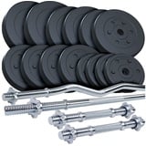 ScSPORTS® Hantel-Set 60/75kg Kurzhanteln Langhantel SZ Stange Gewichte 31mm, Hantelscheiben, Kunststoff