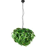 Trio Reality Leuchten Pendelleuchte Leavy R10464015, Metall Schwarz matt, Blätter Kunststoff grün, exkl. 4x E14
