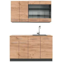 Vicco Küchenzeile Fame-Line 140 cm Goldkraft Eiche/Anthrazit