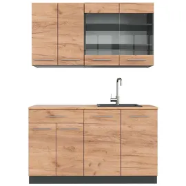 Vicco Küchenzeile Fame-Line 140 cm Goldkraft Eiche/Anthrazit