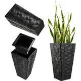 Kadax Blumentopf mit 3D Effekt, Blumenkübel aus Kunststoff in 4 Farben, Pflanzkübel mit Einsatz und praktischen Griffen, Kunststofftopf, Outdoor-Pflanzkübel, Innentopf (Anthrazit Höhe: 55,5 cm)