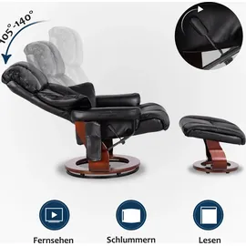 MCombo Relaxsessel Fernsehsessel 360° drehbar Massagesessel mit Fußhocker 9068 - Schwarz