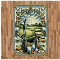 Teppich Flachgewebe Deko-Teppiche für das Wohn-,Schlaf-, und Essenszimmer, Abakuhaus, rechteckig, Golf Thema Klassizistische Malerei blau|grün 120 cm x 180 cm