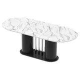 Design Esstisch HCE-111 Oval Hochglanz ausziehbar Tisch Esszimmer rund - Weiß