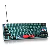 SOLIDEE mechanische Gaming Tastatur 60 Prozent,61 Tasten mit Lineare rote Schalter,Eisblaues Licht,kabelgebundene mechanische Tastatur mit LED-Hintergrundbeleuchtung,für PS5/PS4/Xbox(61 Soundwave)