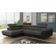 Sofnet Ecksofa Caris mit Schlaffunktion und einstellbare Kopfstützen, Wohnlandschaft mit Bettkasten, Couch, Sofa (Schwarz + Dun... - Schwarz/Dunkelgrau