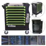 TRUTZHOLM Werkstattwagen mit 249 TLG. Chrom Vanadium Werkzeug gefüllt, 8 Schubladen, Seitentür, Soft-Close-System zentral abschließbar, Edelstahlablage, gummierte Räder, Soft Inlay Werkzeugordnung