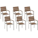 Beliani Vernio Gartenstuhl 54 x 54 x 88 cm hellbraun 6 St.