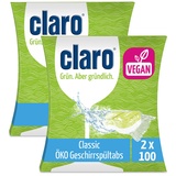 claro Classic Geschirrspül-Tabs - 200 Stück Öko-Spülmaschinen-Tabs - phosphatfrei & vegan - wasserlösliche Folie