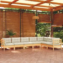 vidaXL Garten-Lounge-Set 7-tlg. creme Kiefer