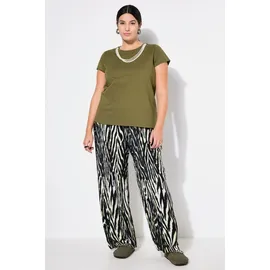Studio Untold Schlupfhose Hose Wide Legs High Waist Plissee Animalmuster schwarz 42/44