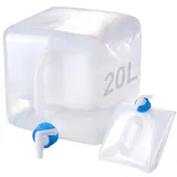 ACEROMT Wasserkanister Faltbar 20L - Wasserkanister Mit Hahn, Wasserkanister Camping Faltkanister Inkl Auslaufsicherem Dosierhahn Und Tragehenkel Faltwasserkanister für Outdoor