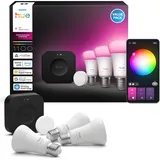 Philips Hue Starter-Set Bridge Pro + 3 x E27 Smarte Glühbirnen + Smart Button Schwarz
