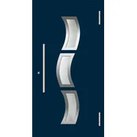 Flügelüberdeckende Aluminium Haustür "SOPHIE" RC2 Stahlblau RAL 5011 beidseitig außen öffnend DIN rechts