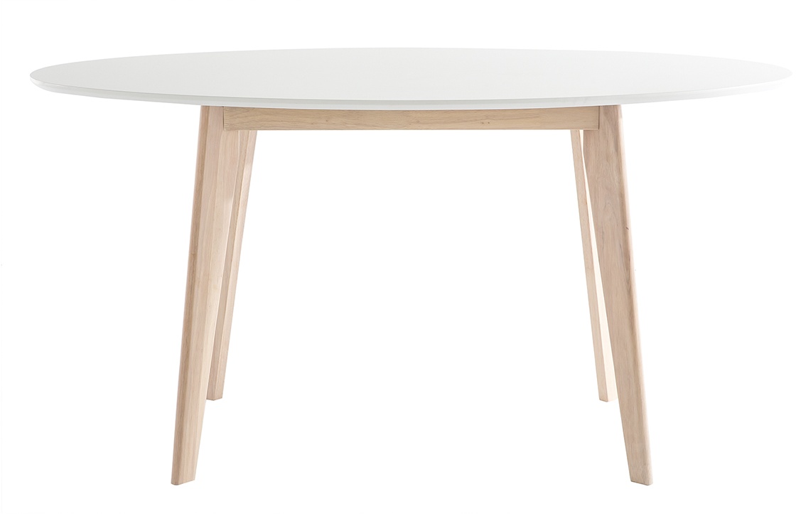 Table scandinave ovale blanche et bois clair L150 cm LEENA