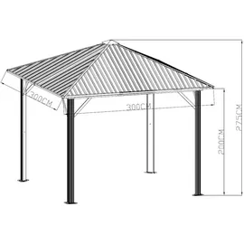 DEGAMO Novara 3 x 3 m schwarz inkl. Seitenteile