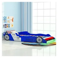 vidaXL Rennwagen-Bett 90 x 200 cm blau inkl. LED