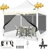 COBIZI Pavillon 3x3 Faltpavillon 3x3 Wasserdicht Stabil, Pop up Pavillon Faltbar, Partyzelt Gartenpavillon, Pavillion Klappbar 3x3 UV-Schutz mit 4 Seitenwänden aus Mesh, Weiß