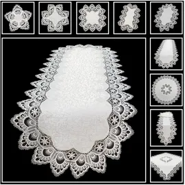 Bronze Tischdecke Spitze 8139 85 x 85 cm Weiß