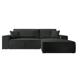 Selsey Farese New - Ecksofa mit Schlaffunktion Cordbezug, schwarz, rechtsseitig - Schwarz